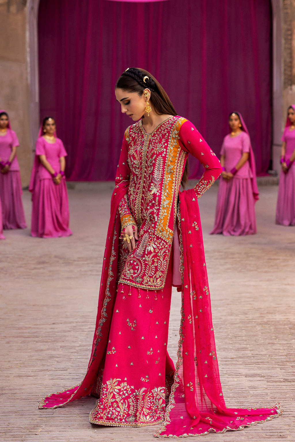 red formal dress with sleeves