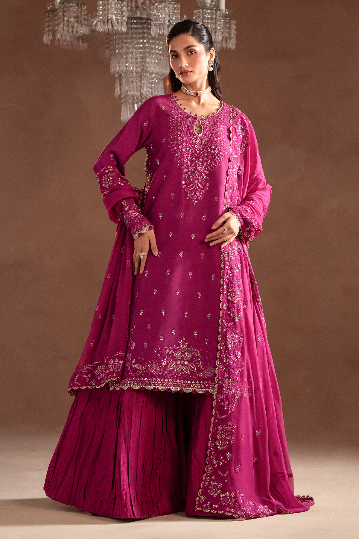 long pink silk dress