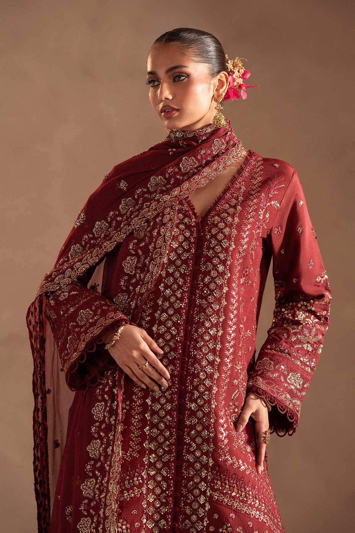 red silk formal dress