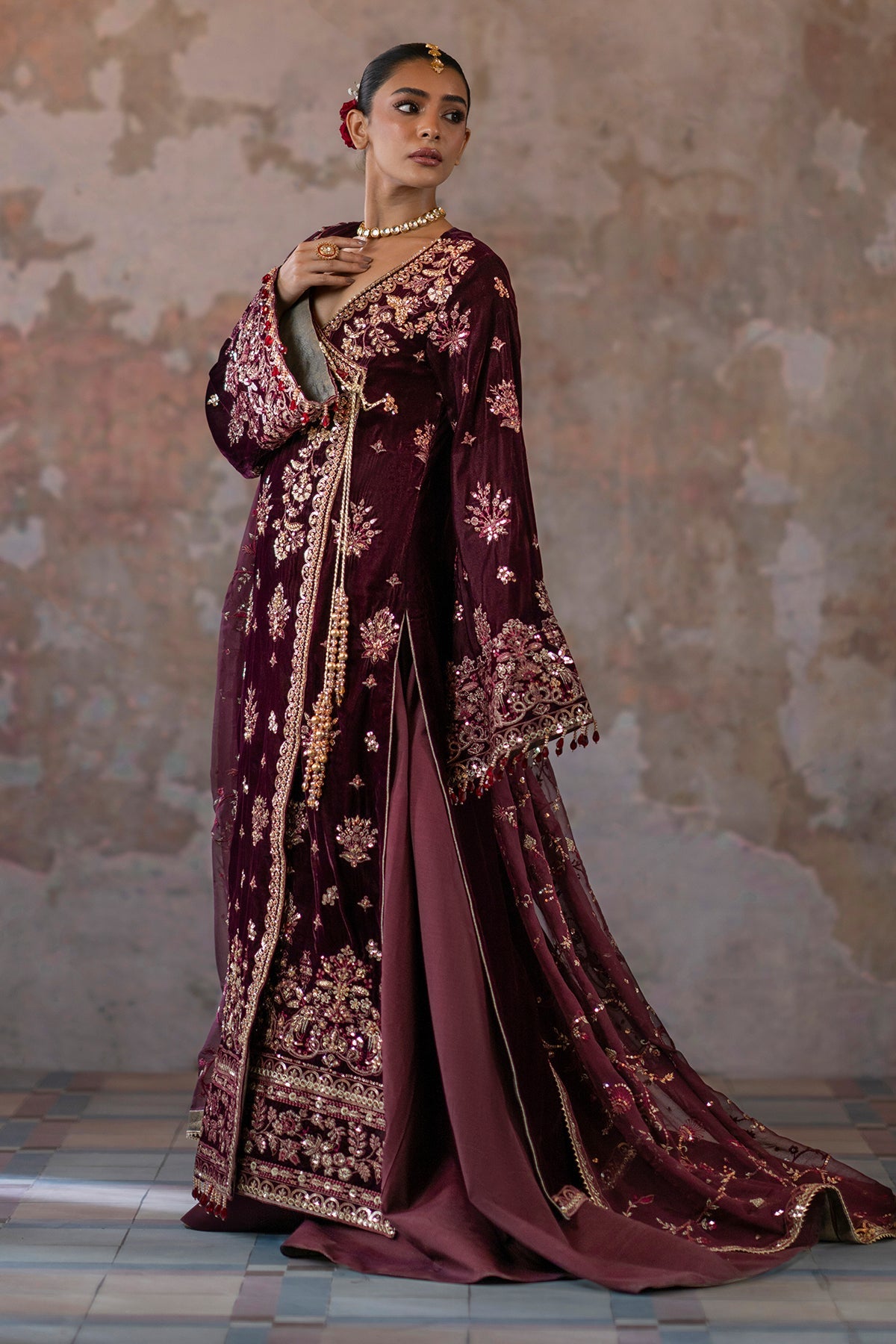 long sleeve velvet dress