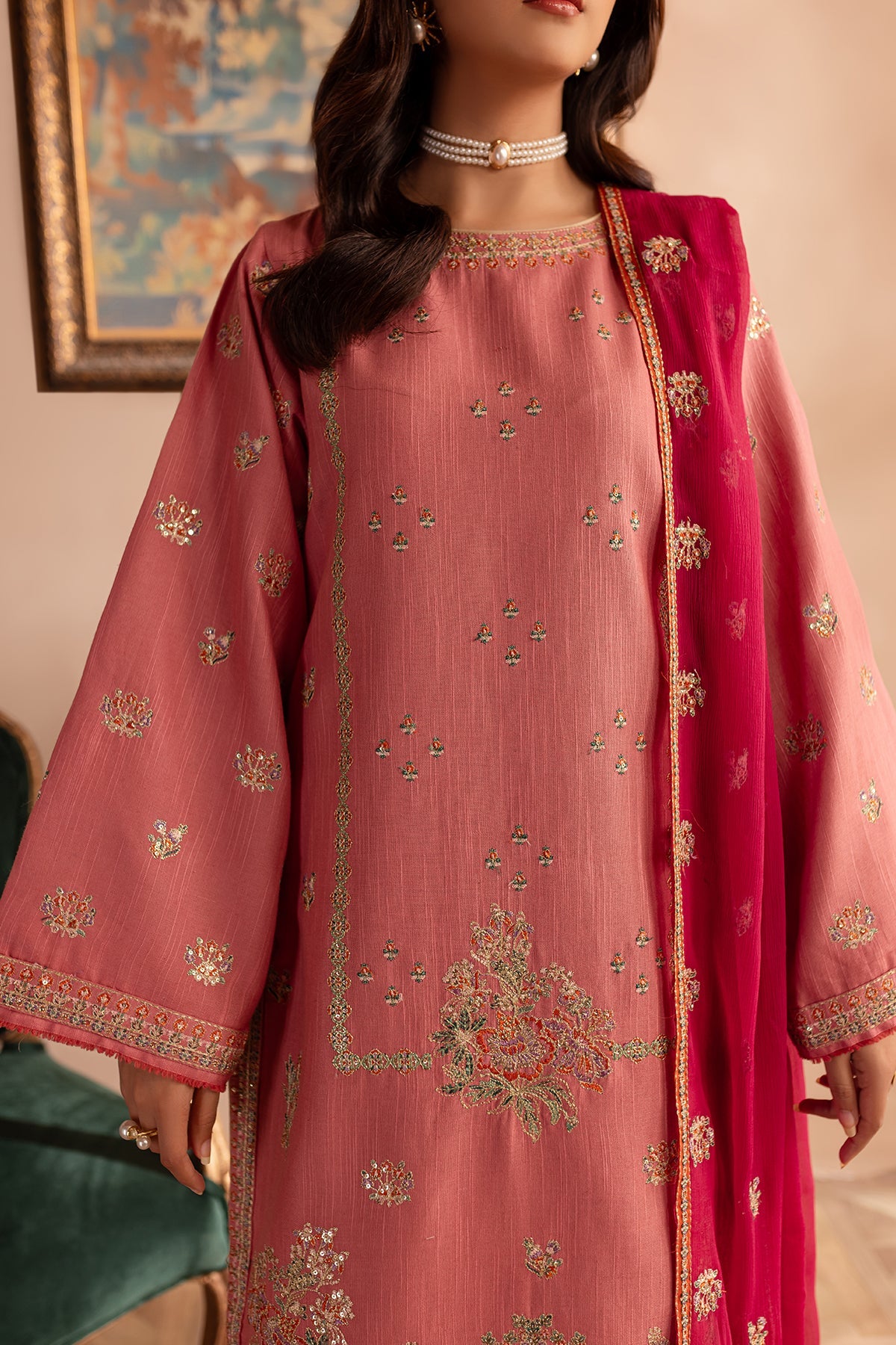 embroidered silk dress