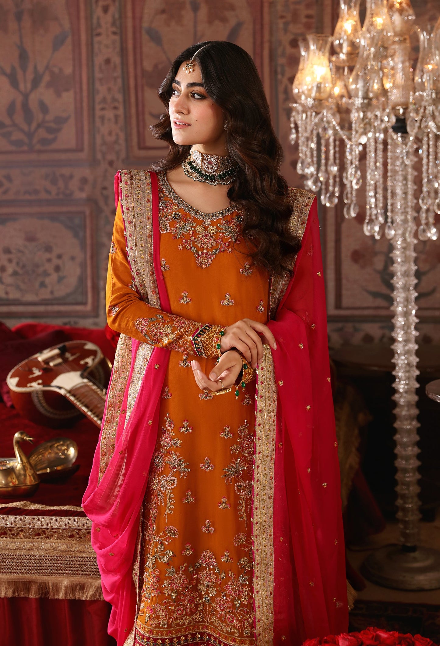 red evening dress