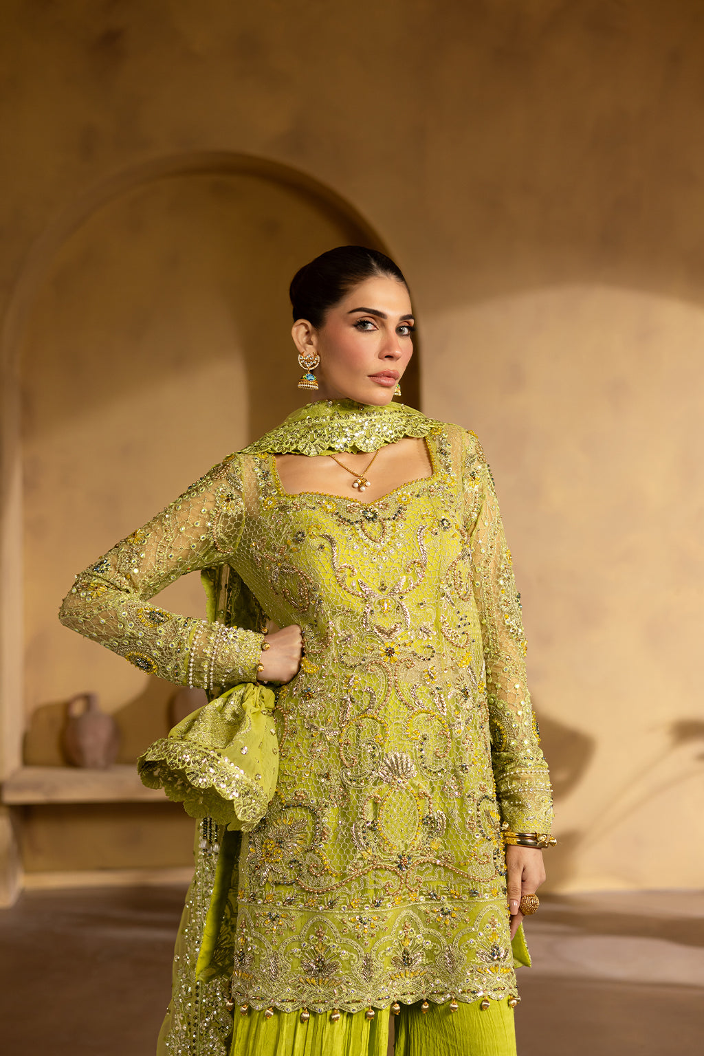 green sharara suit