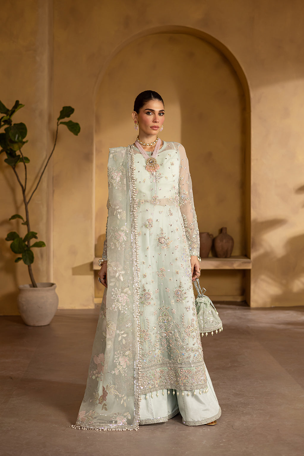embroidered floral formal dress