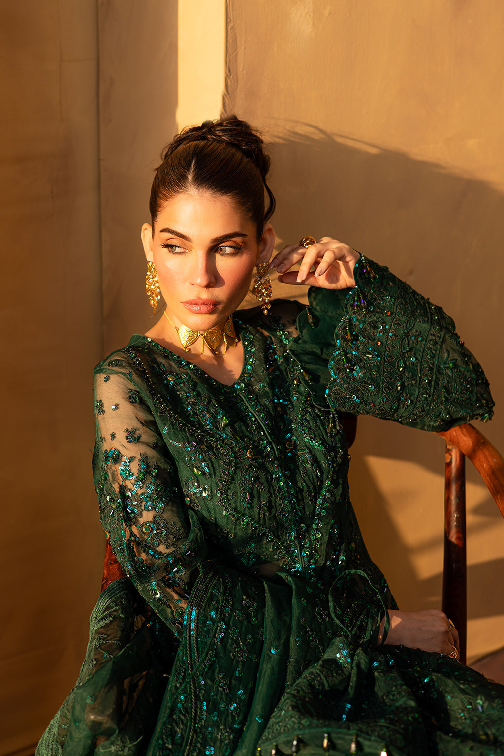 dark green silk dress