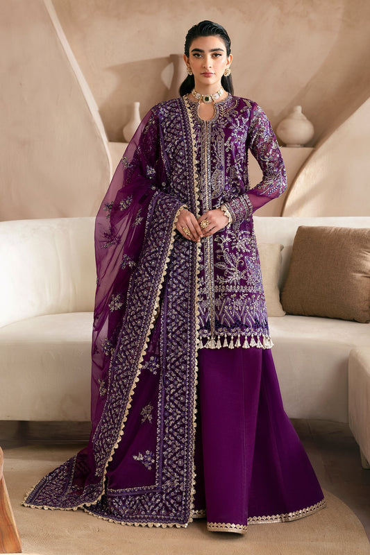 Cornet Purple Organza Embroidered Suit