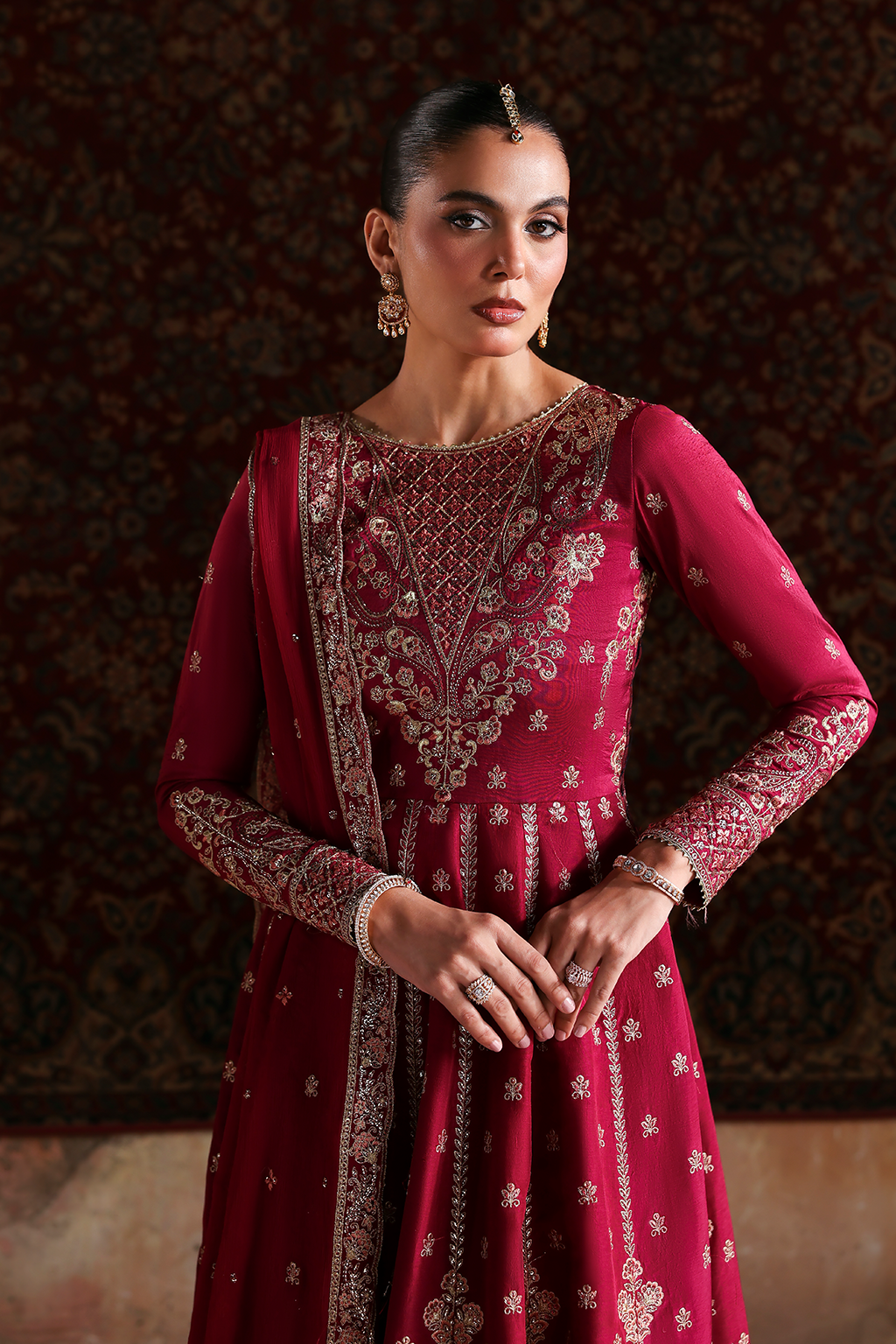 red luxury silk dress