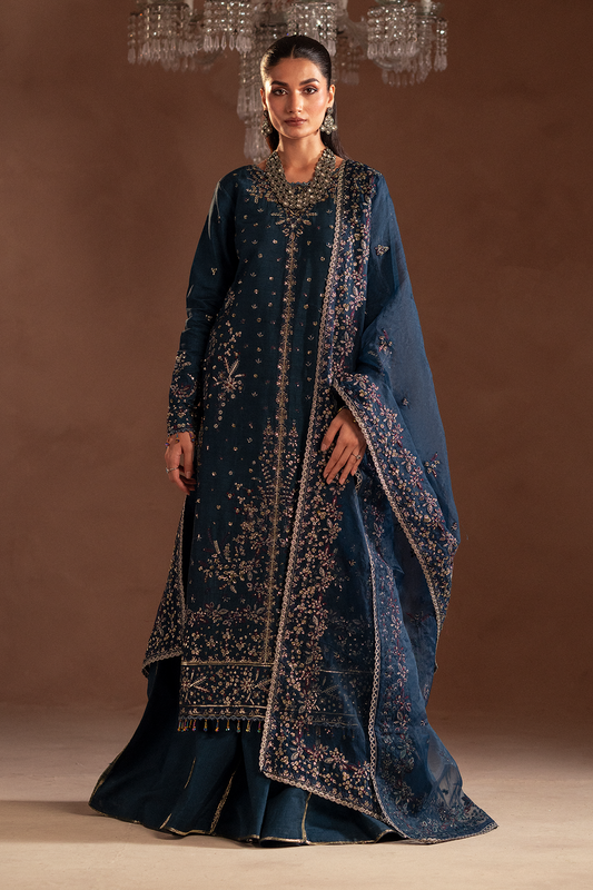 blue silk dress