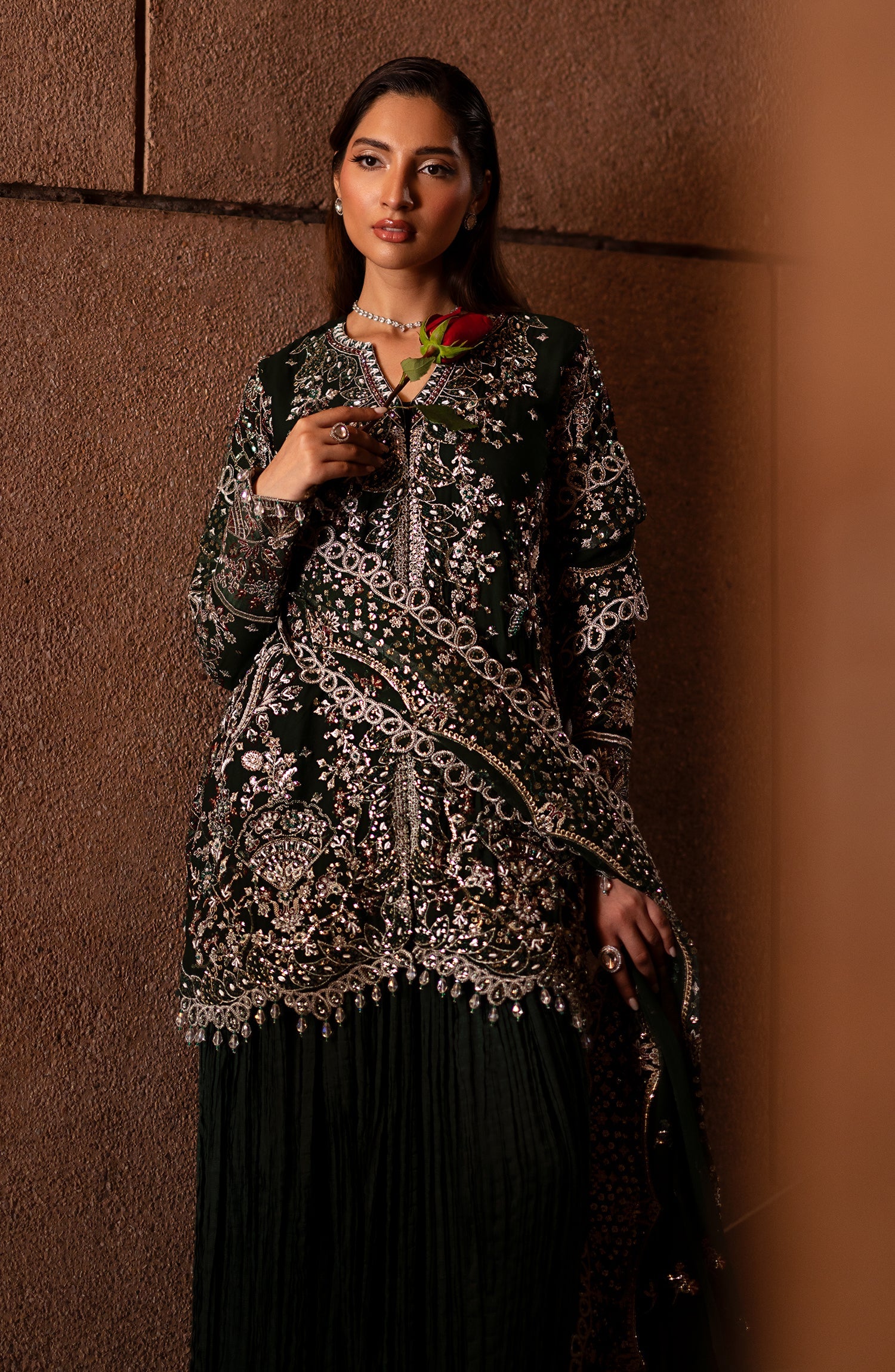 dark green long formal dress