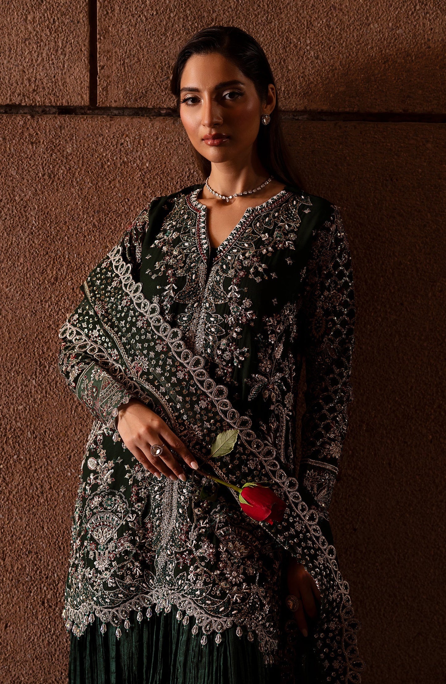 elegant dark green dress