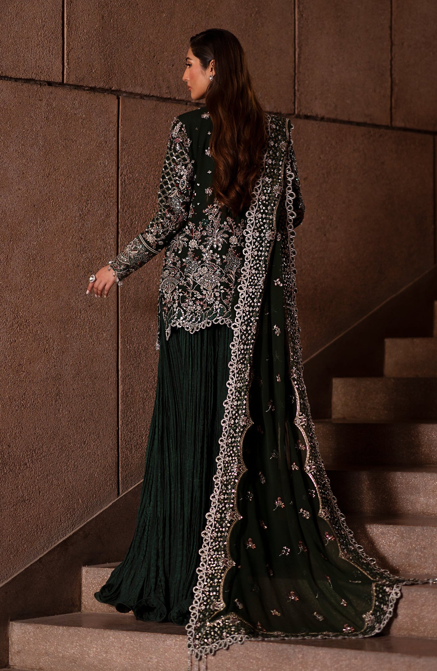dark green evening dress
