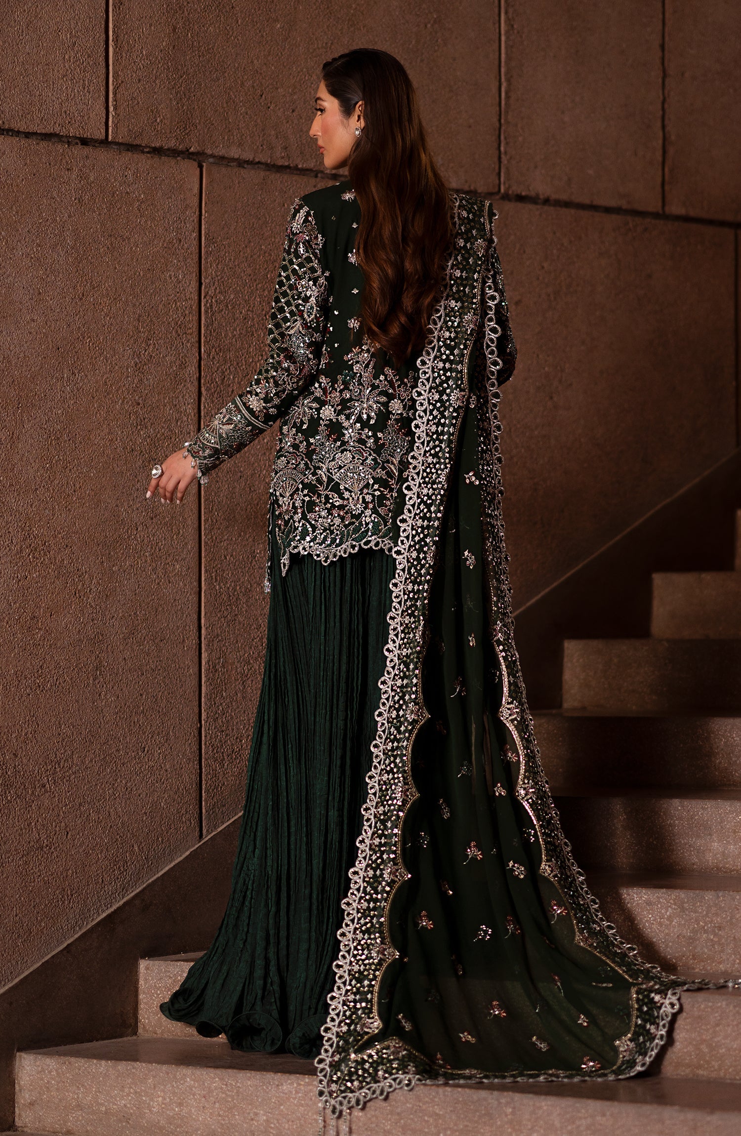 dark green evening dress