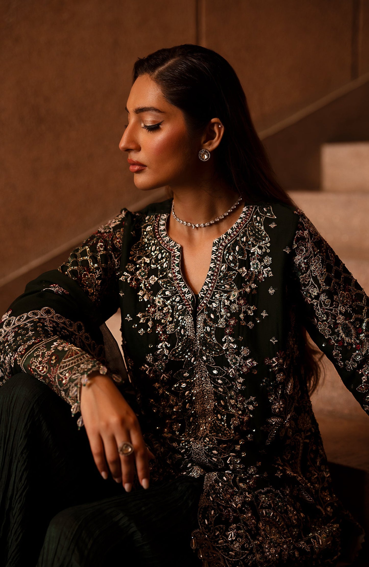dark green elegant dress